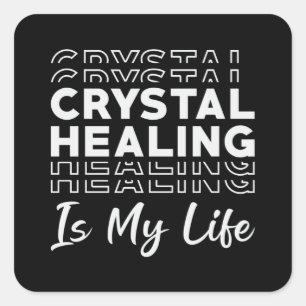 Crystal Healing är mina livskrystals Gemstones Fyrkantigt Klistermärke