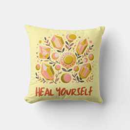 Crystal Healing Throw Pillow Spiritual Home Decor Kudde