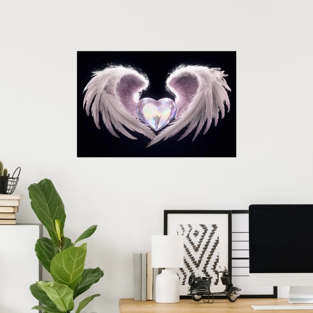 *~*~ Crystal Heart Angel Vingar AP78 Opal Poster (Hemmakontoret)