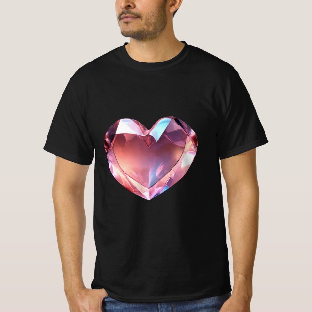 Crystal Heartbeat: Glass Heart Apparel Design T Shirt (Framsida)