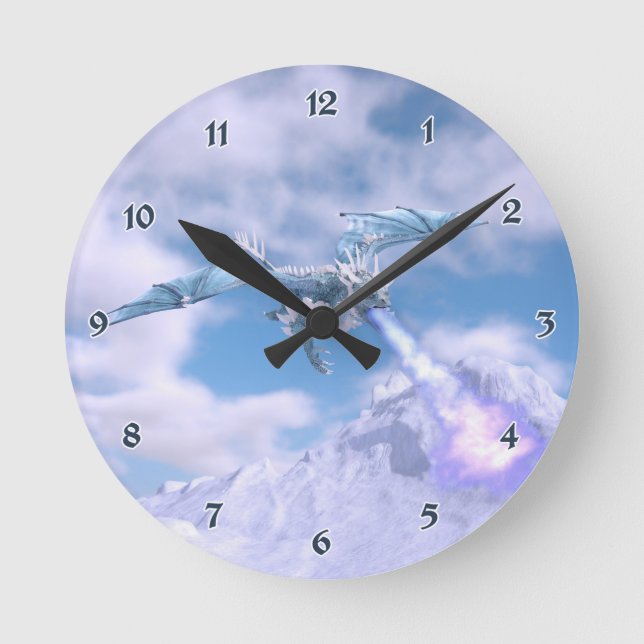 Crystal Ice Dragon Rund Klocka (Framsida)