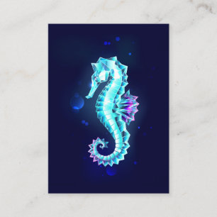 Crystal Ice Seahorse on Blue Background