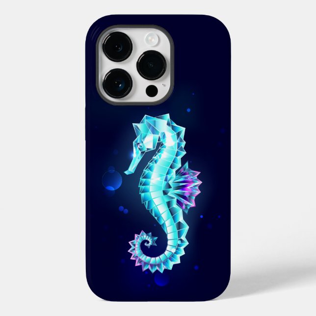 Crystal Ice Seahorse on Blue Background (Baksida)