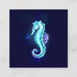 Crystal Ice Seahorse on Blue Background