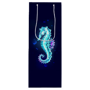 Crystal Ice Seahorse on Blue Background