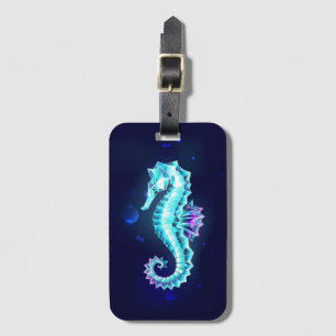 Crystal Ice Seahorse on Blue Background Bagagebricka