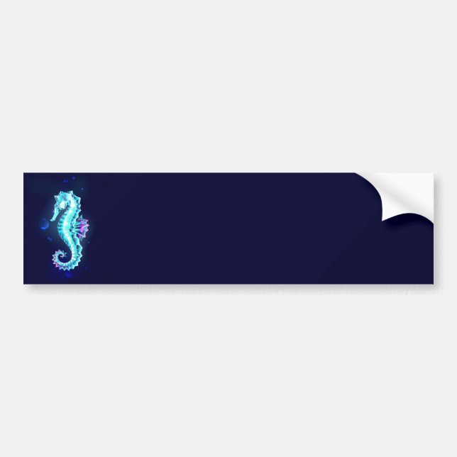Crystal Ice Seahorse on Blue Background Bildekal (Framsidan)