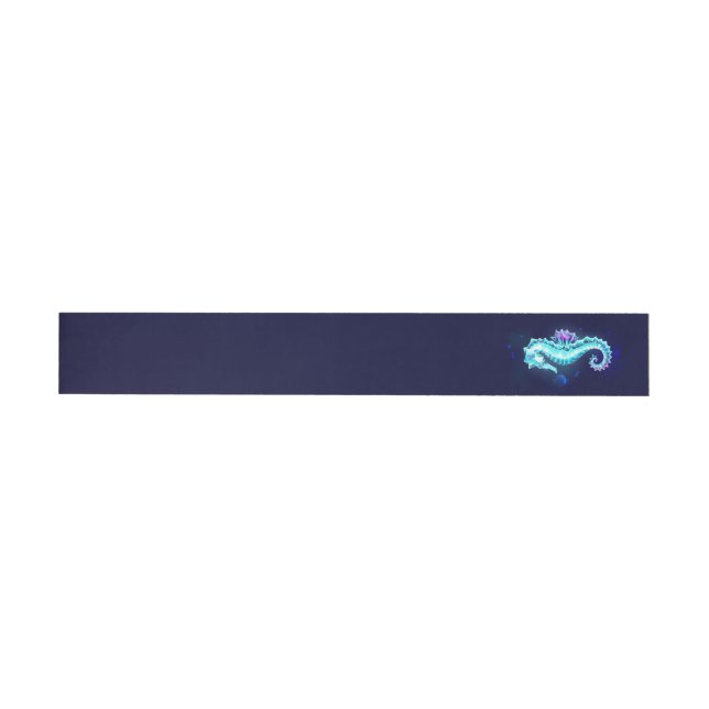 Crystal Ice Seahorse on Blue Background Etikettband (Individuell)