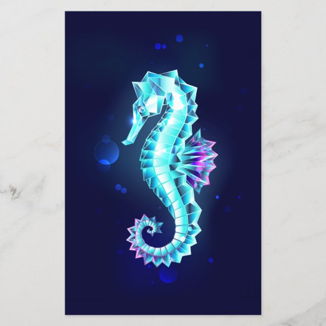 Crystal Ice Seahorse on Blue Background Flygblad (Framsidan)