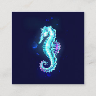 Crystal Ice Seahorse on Blue Background Fyrkantigt Visitkort