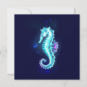 Crystal Ice Seahorse on Blue Background Inbjudningar