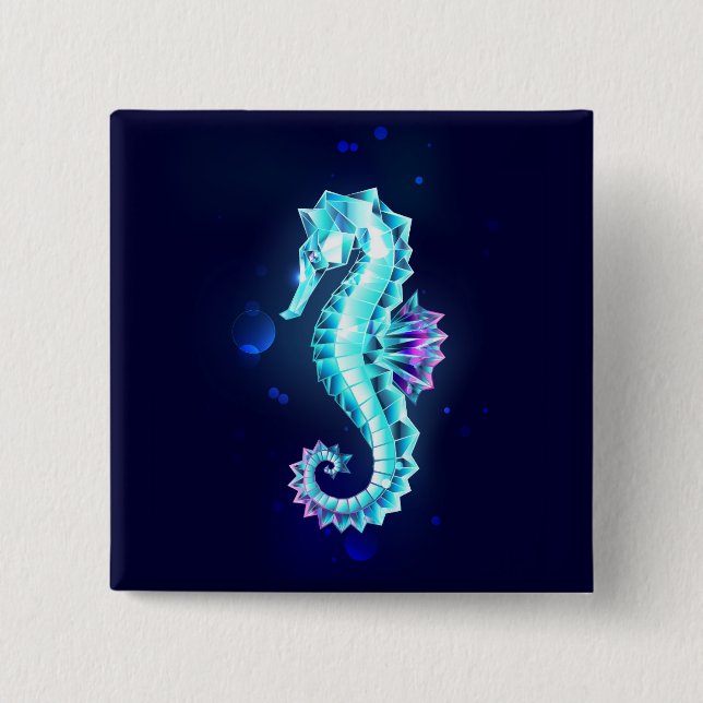 Crystal Ice Seahorse on Blue Background Knapp (Framsida)