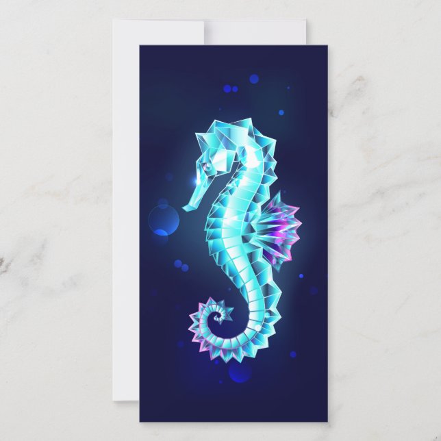 Crystal Ice Seahorse on Blue Background Kort (Framsida)
