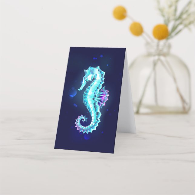 Crystal Ice Seahorse on Blue Background Lojalitetskort (Baksida)