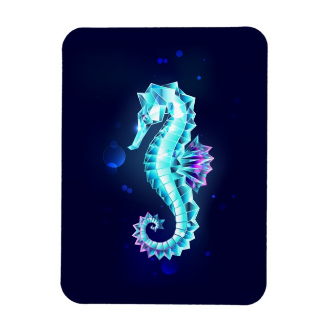 Crystal Ice Seahorse on Blue Background Magnet (Vertikal)