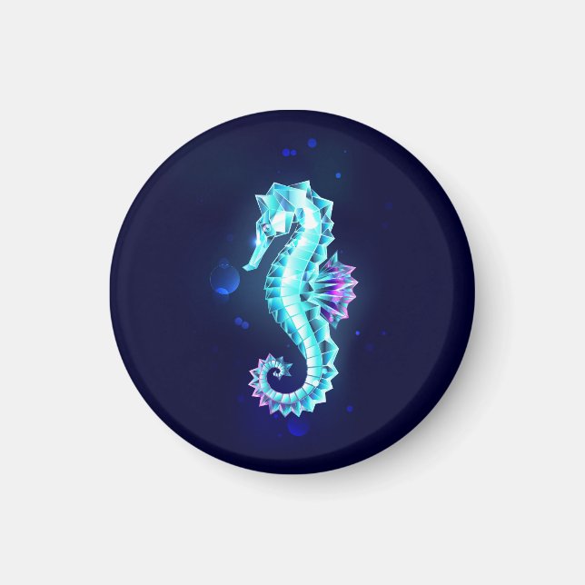 Crystal Ice Seahorse on Blue Background Magnet (Framsidan)
