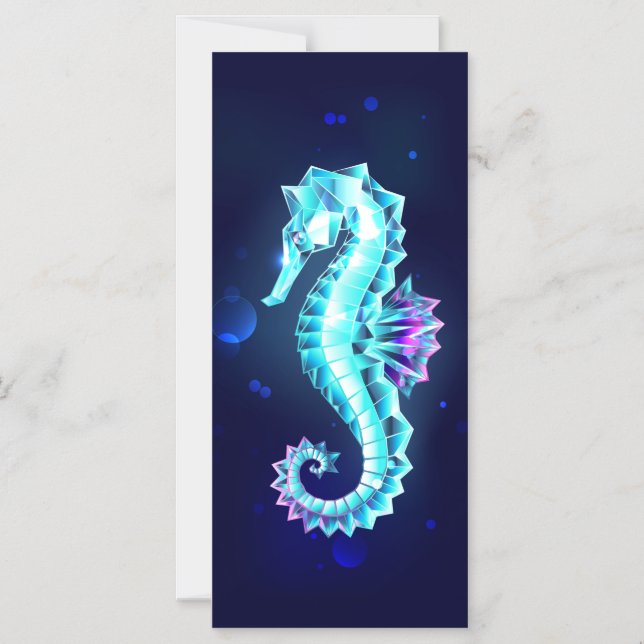 Crystal Ice Seahorse on Blue Background Magnetisk Inbjudningskort (Framsida)