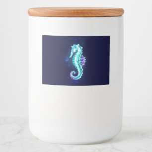 Crystal Ice Seahorse on Blue Background Mat Etiketter
