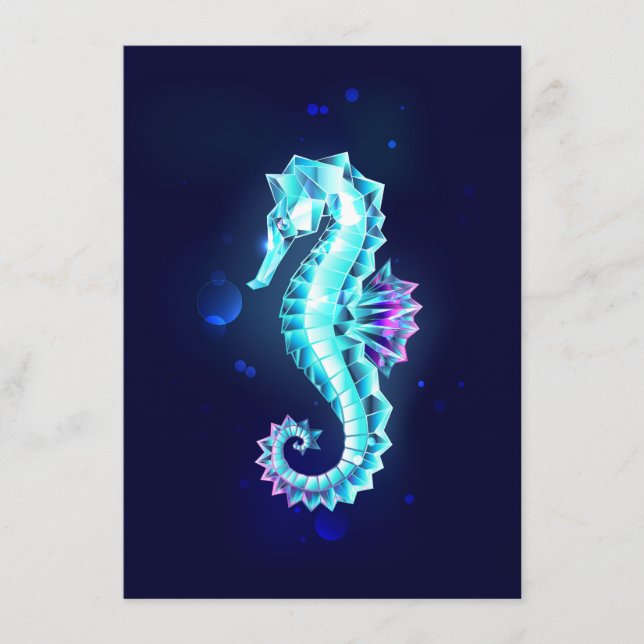 Crystal Ice Seahorse on Blue Background Meny (Framsida)