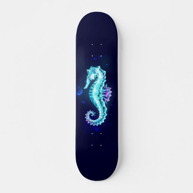 Crystal Ice Seahorse on Blue Background Mini Skateboard Bräda 18,5 Cm (Framsida)