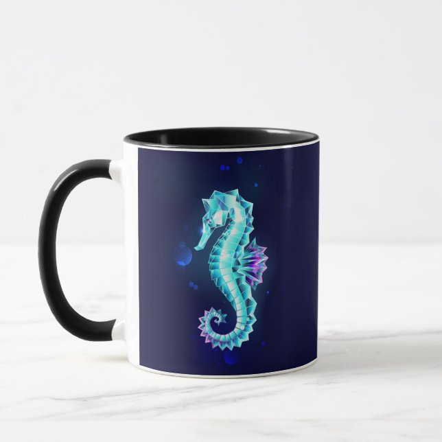 Crystal Ice Seahorse on Blue Background Mugg (Vänster)