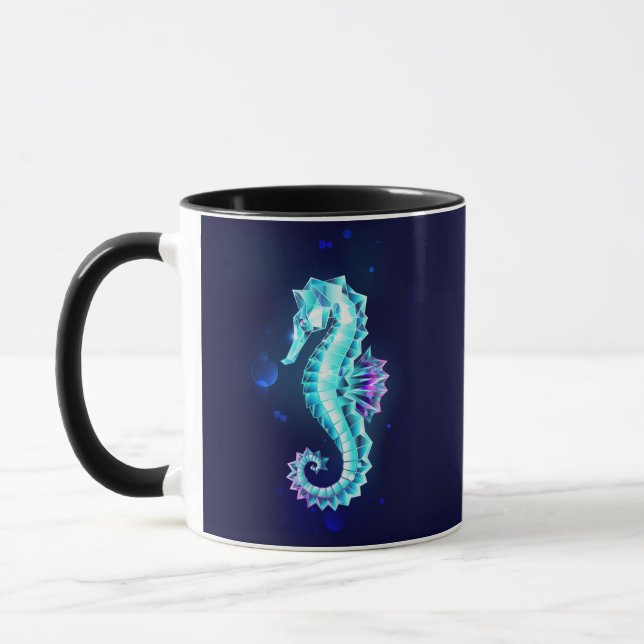 Crystal Ice Seahorse on Blue Background Mugg (Vänster)