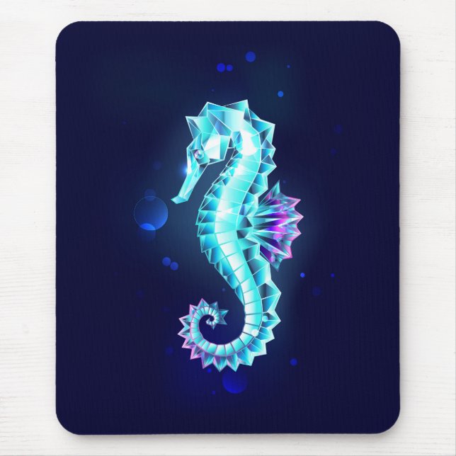 Crystal Ice Seahorse on Blue Background Musmatta (Framsidan)