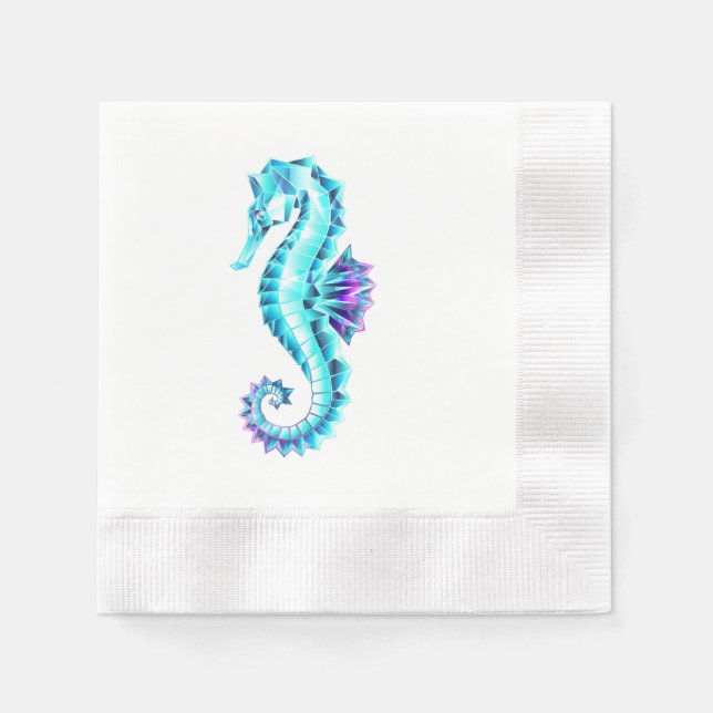 Crystal Ice Seahorse on Blue Background Pappersservett (Framsidan)