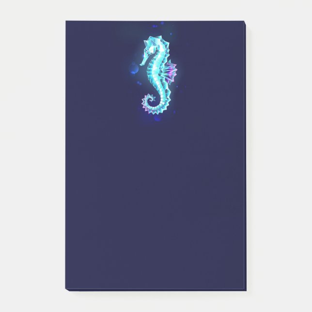 Crystal Ice Seahorse on Blue Background Post-it Block (Framsida)