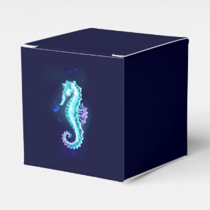 Crystal Ice Seahorse on Blue Background Presentaskar