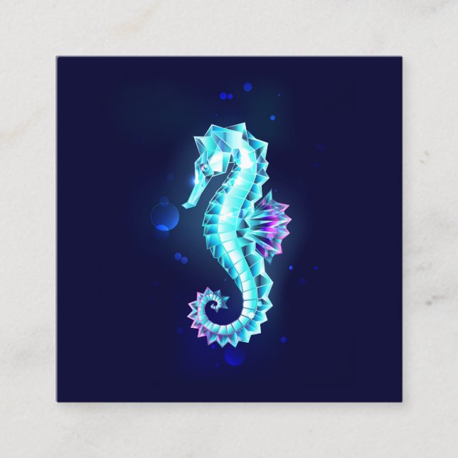 Crystal Ice Seahorse on Blue Background Rabattkort (Framsida)