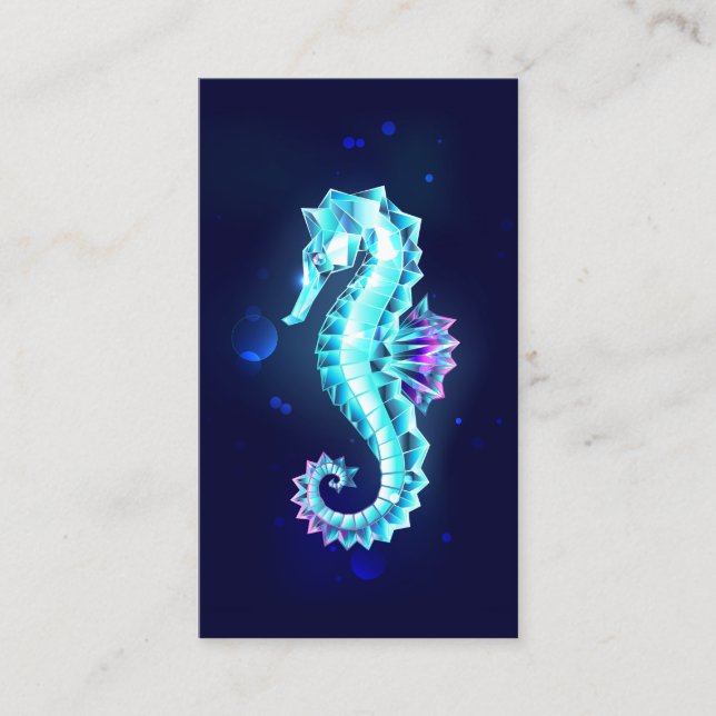 Crystal Ice Seahorse on Blue Background Rabattkort (Framsida)