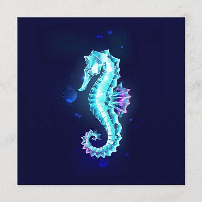 Crystal Ice Seahorse on Blue Background Rådkort (Framsida)