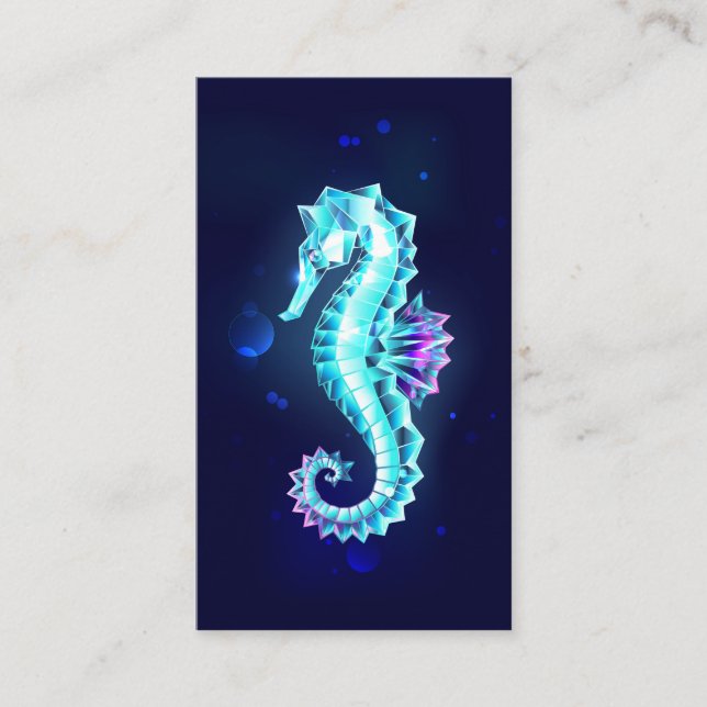 Crystal Ice Seahorse on Blue Background Rådkort (Framsida)