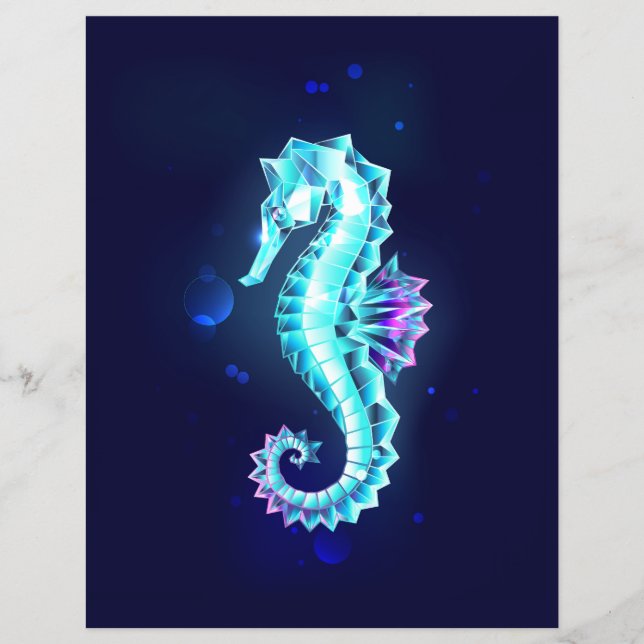 Crystal Ice Seahorse on Blue Background Reklamblad (Framsidan)