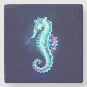 Crystal Ice Seahorse on Blue Background Stenunderlägg