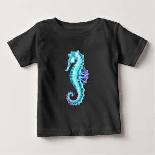 Crystal Ice Seahorse on Blue Background T Shirt