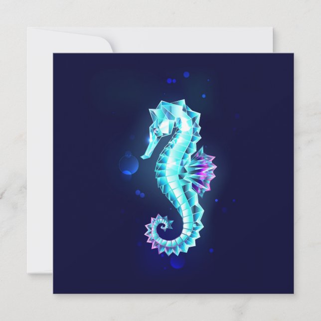 Crystal Ice Seahorse on Blue Background Tack Kort (Framsida)