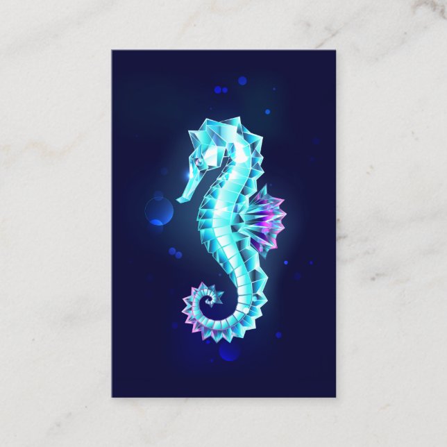 Crystal Ice Seahorse on Blue Background Visitkort (Framsida)