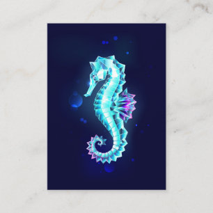 Crystal Ice Seahorse on Blue Background Visitkort