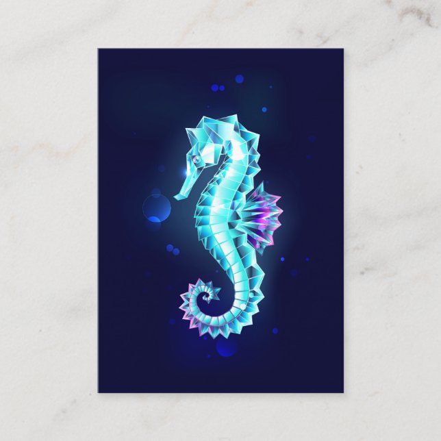 Crystal Ice Seahorse on Blue Background Visitkort (Framsida)