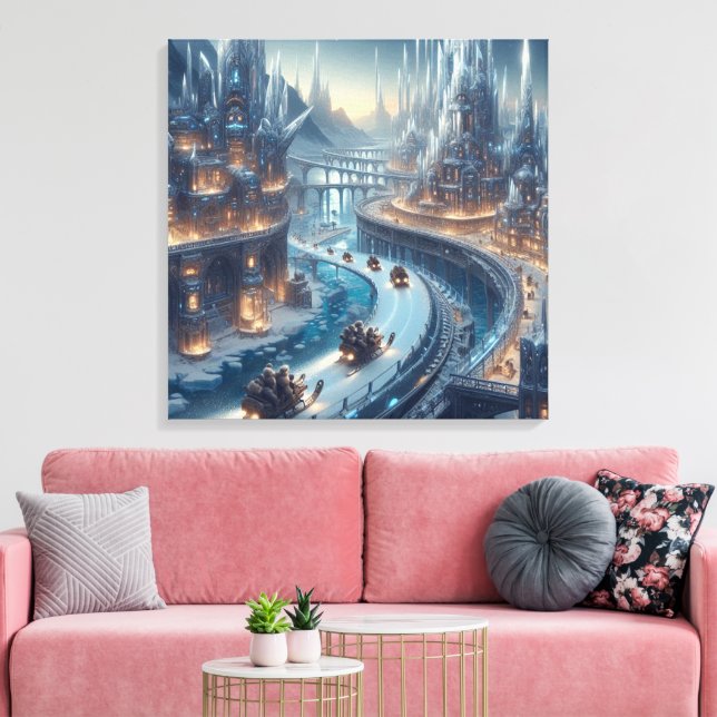 Crystal Ice World Fantasy Art Canvastryck (Insitu (Vardagsrum))