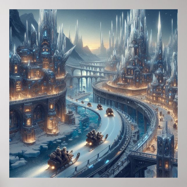 Crystal Ice World Fantasy Art Poster (Framsidan)