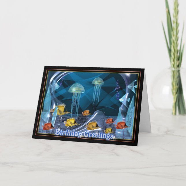 Crystal Jellyfish - Birthday Greetings Kort (Framsida)