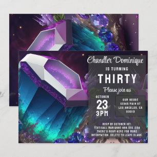 Crystal Jewel Tone Alexandrite Gem June Birthday Inbjudningar