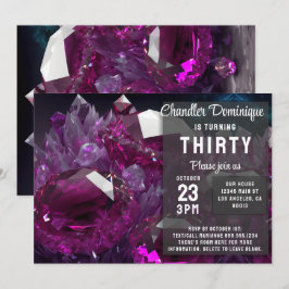 Crystal Jewel Tone Cancer Ruby Red 7 Birthday Inbjudningar