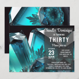 Crystal Jewels Pisces Aquamarine Marth Birthday Inbjudningar
