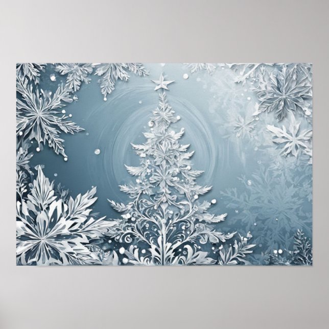 Crystal Julgran Digital jul Wall Art Poster (Framsidan)