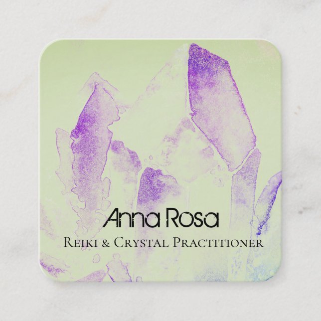 Crystal läka Yoga ledar- Reiki för *~*energi Fyrkantigt Visitkort (Framsida)