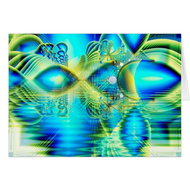 Crystal limefruktturkoshjärta av kärlek, abstrakt hälsningskort (Framsidan Horizontal)